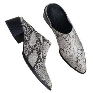 Sol Sana Snakeprint Leather Mule Womens 9 EU 40 White Slip On Block Heel Shoe